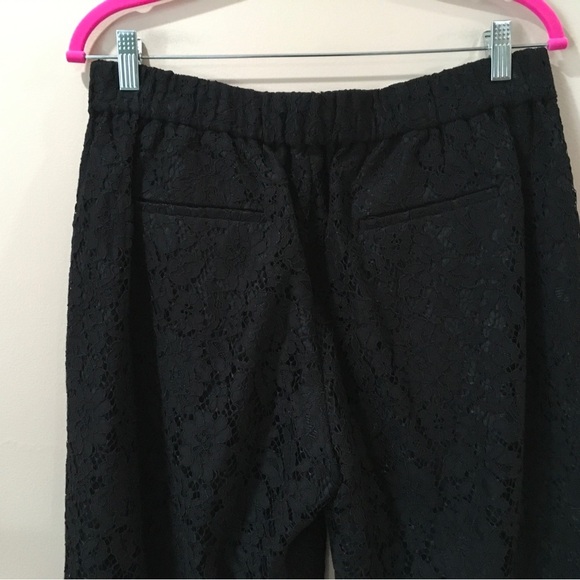 J.Crew Women’s 10T Lace Pull On Pants High Rise  Straight Leg Ankle Black #F9523 - Picture 5 of 9